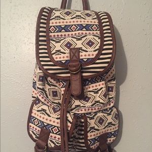 Cream Tribal Pattern Backpack